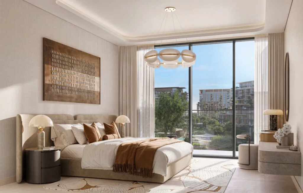 Modern bedroom interior at City Walk Crestlane by Meraas